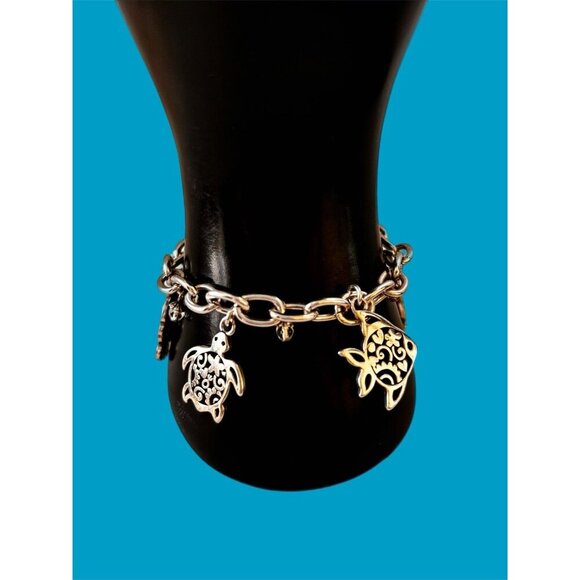 Brighton Seascape Silver Charm Necklace and Dangling Crystal Bracelet Set - Picture 9 of 13